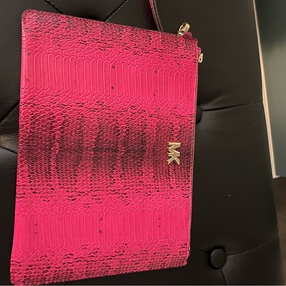 Michael Kors Pink Snakeskin Wristlet